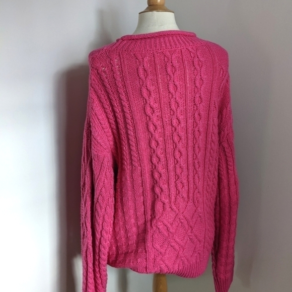 RILEY & Rae Bright Pink Cable Knit Tunic Sweater XXL Barbiecore Spring  Plus - Picture 2 of 11